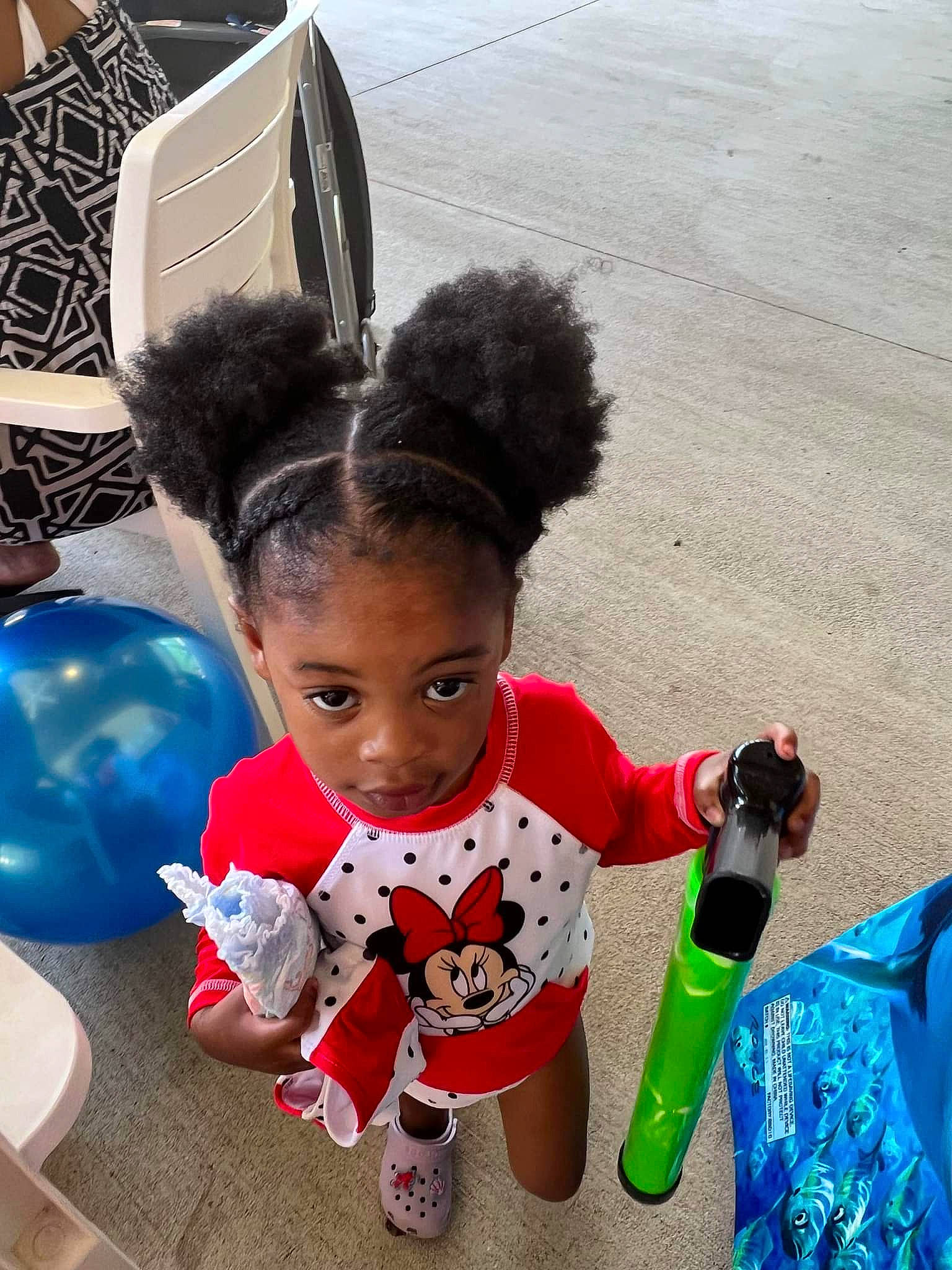 Pai'Tyn is registered to the contest to win money with this photo: baby, baby_toddler_clothing, balloon, blue, bottle, child, event, fun, hairstyle, happy, holiday, leisure, party_supply, person, plastic_bottle, play, recreation, sitting, snapshot, toddler