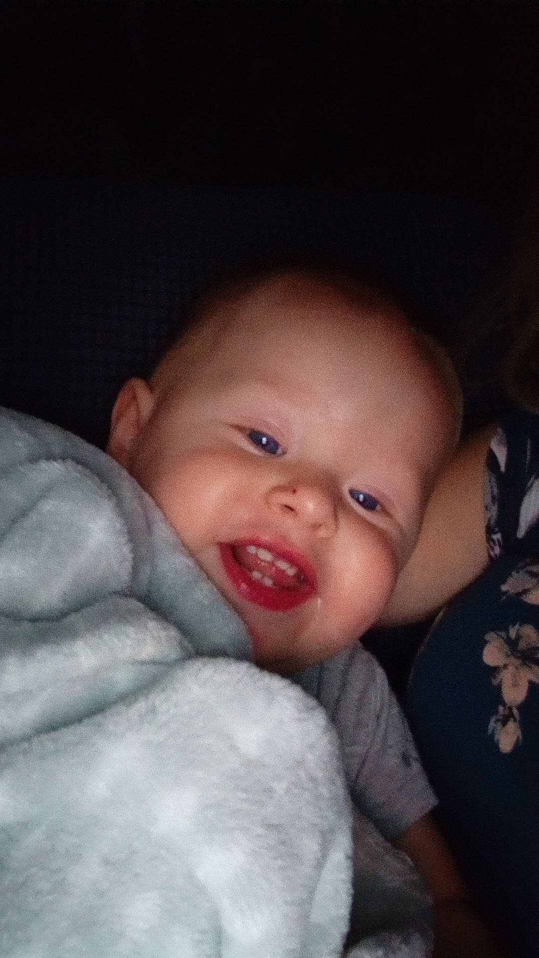 Bryce is registered to the contest to win money with this photo: baby, baby_toddler_clothing, cheek, chin, comfort, ear, eye, eyebrow, finger, flash_photography, gesture, happy, iris, lip, mouth, nose, person, skin, smile, thumb