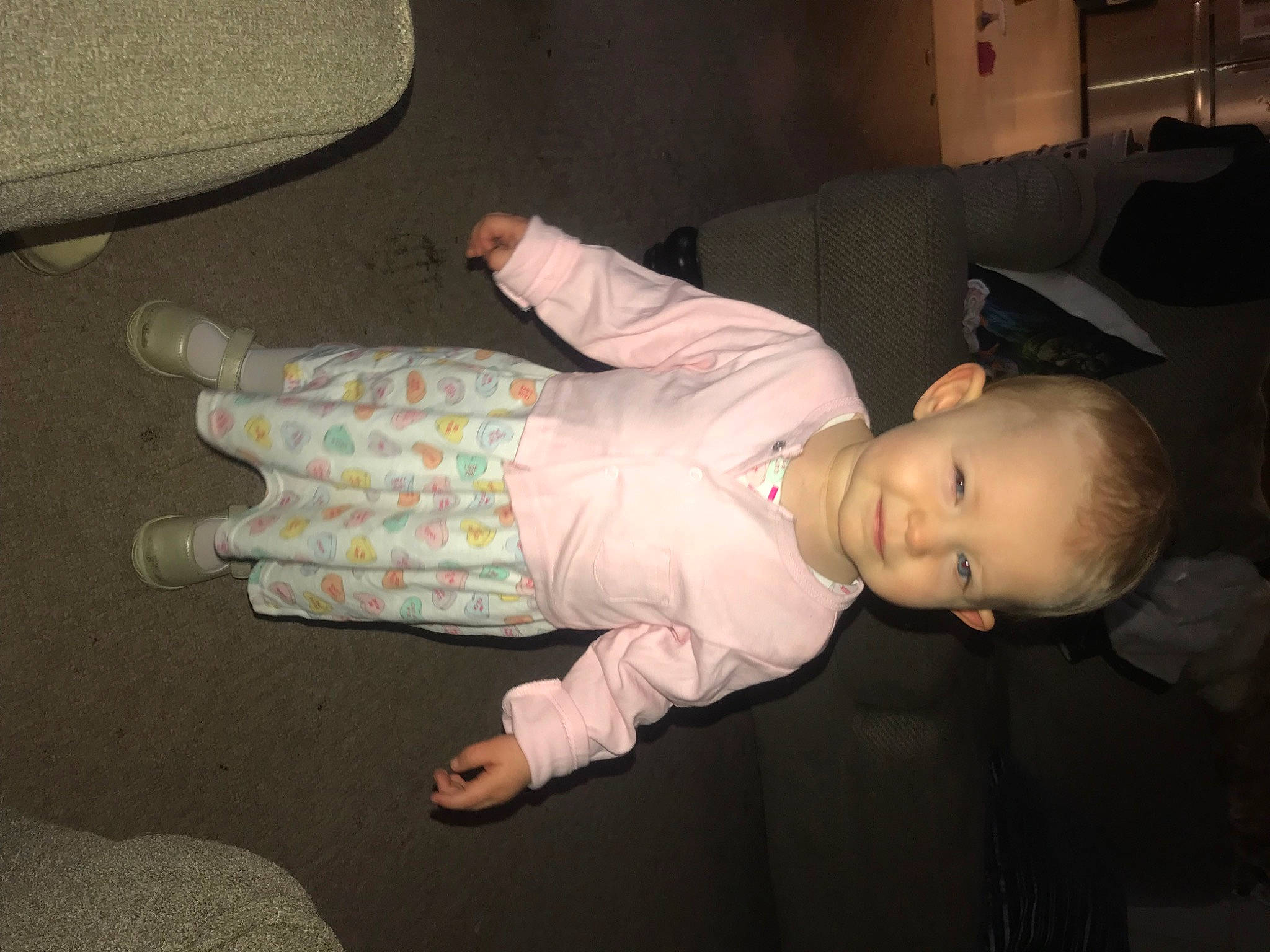 Layla joined the competition — help win amazing prizes! baby, baby_toddler_clothing, child, comfort, finger, floor, flooring, foot, fun, hardwood, human_leg, joy, knee, person, room, sitting, sleeve, sock, thumb, toddler