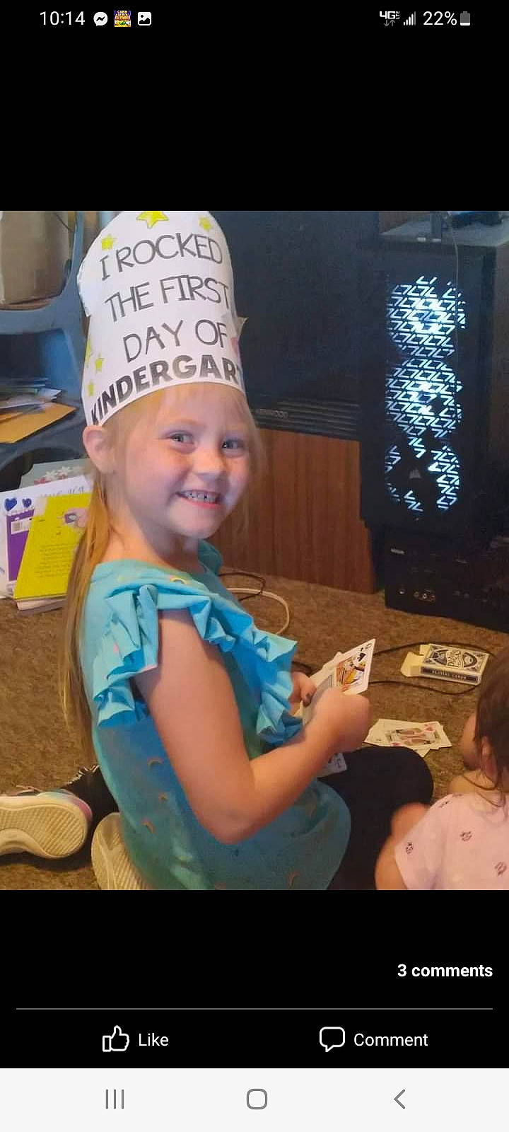 Peighton Jo joined the competition — help win amazing prizes! baby, cap, chair, child, christmas, christmas_eve, costume_hat, event, fictional_character, fun, happy, headwear, holiday, joy, lap, party, person, room, sitting, smile