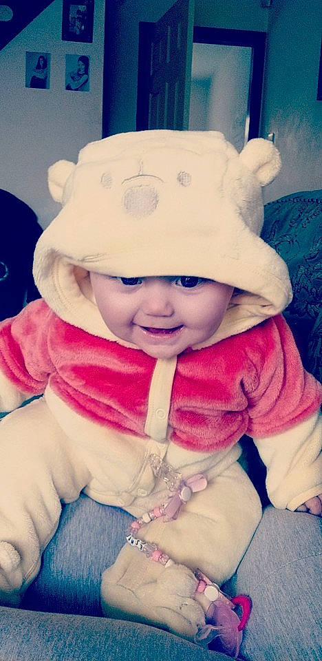 Ezmae joined the competition — help win amazing prizes! baby, child, hat, headgear, joy, person, pink, smile, toddler