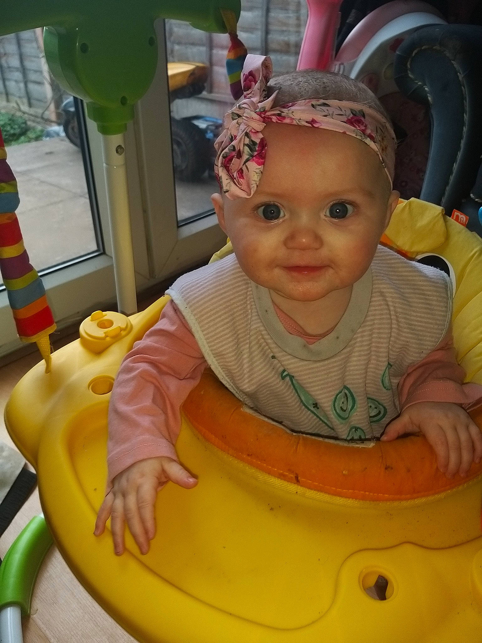 Ezmae joined the competition — help win amazing prizes! baby, baby_products, cheek, child, fun, person, play, product, recreation, skin, smile, toddler, yellow