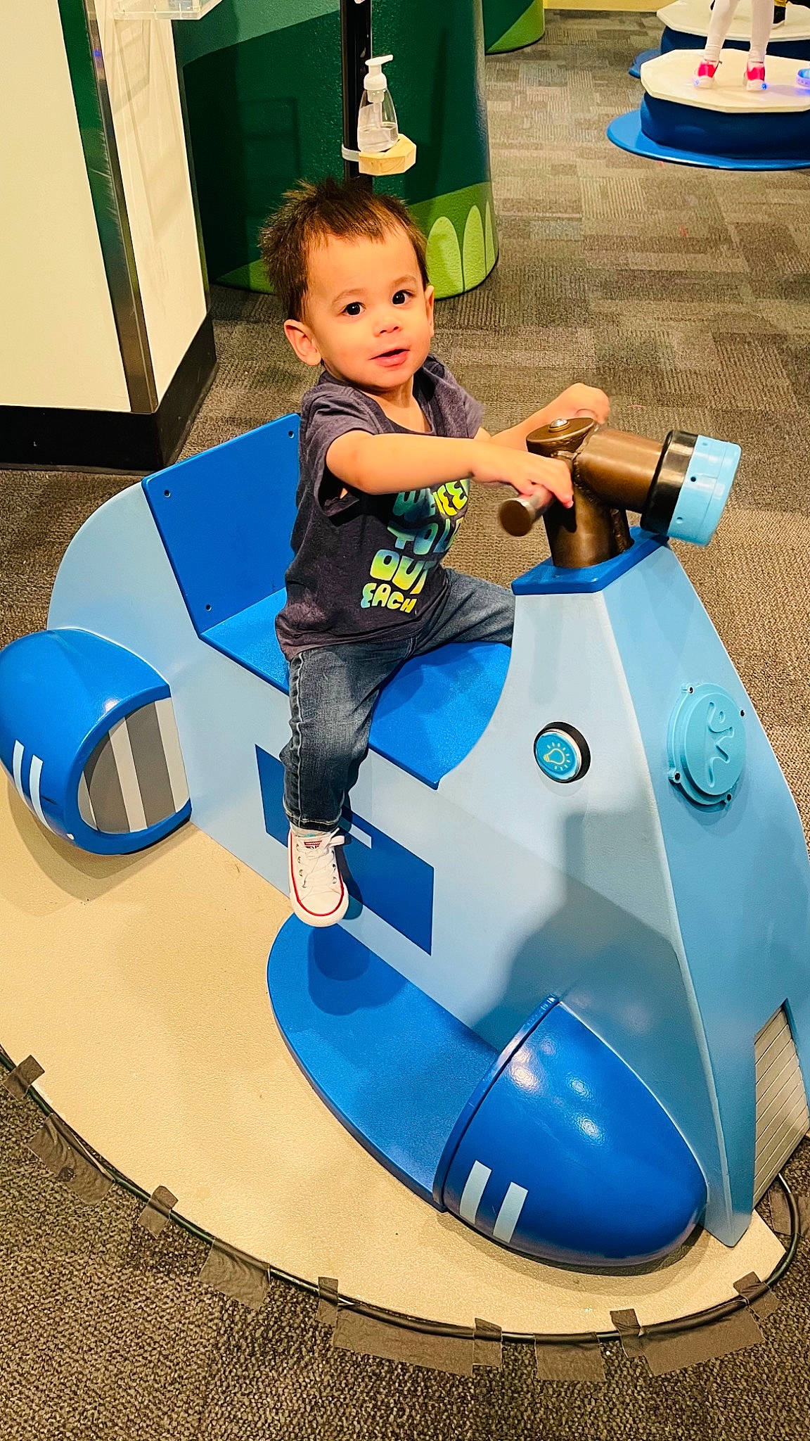 Samuel joined the competition — help win amazing prizes! automotive_design, baby, blue, boats_and_boating_equipment_and_supplies, chair, child, electric_blue, flooring, fun, games, leisure, person, play, recreation, riding_toy, sitting, toddler, vacation, vehicle, water_transportation