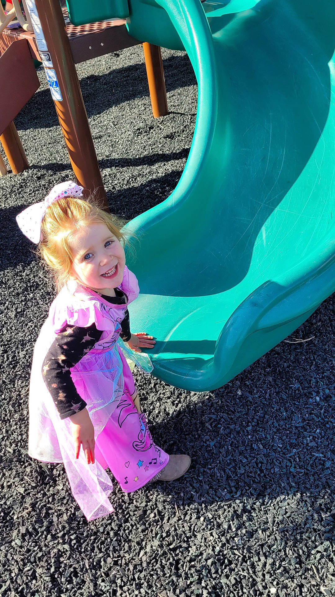 Adelyn joined the competition — help win amazing prizes! child, clothing, dress, face, fashion, female, footwear, formalwear, girl, hat, head, outdoorplayarea, outdoors, person, photography, playarea, portrait, shoe, slide, toy