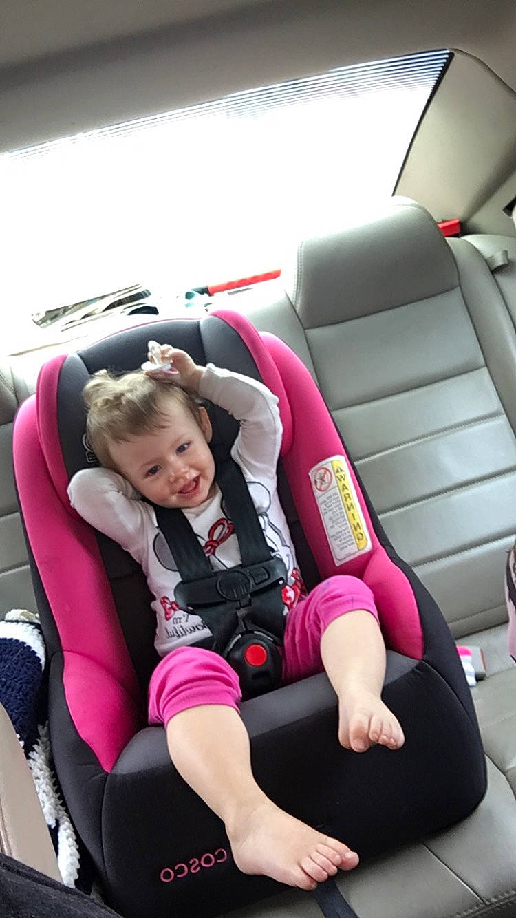 Aleigha joined the competition — help win amazing prizes! baby_in_car_seat, car_seat, car_seat_cover, child, comfort, joy, person, pink, toddler
