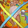 baby, play_mat, toy, rattle, play_gym, floor, wooden_floor, parquet, infant, child, indoor, colorful, padded_bars, clothing, foot, hand, red_eye, person, cute, lying_down