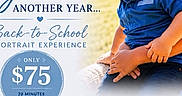 Keith is registered to the contest to win money with this photo: child, children, smiling, outdoor, portrait, happy, boy, sitting, photography, advertisement, text_overlay, promotion, back_to_school, casual_clothing, nature, grass, sunlight, family, bonding, togetherness