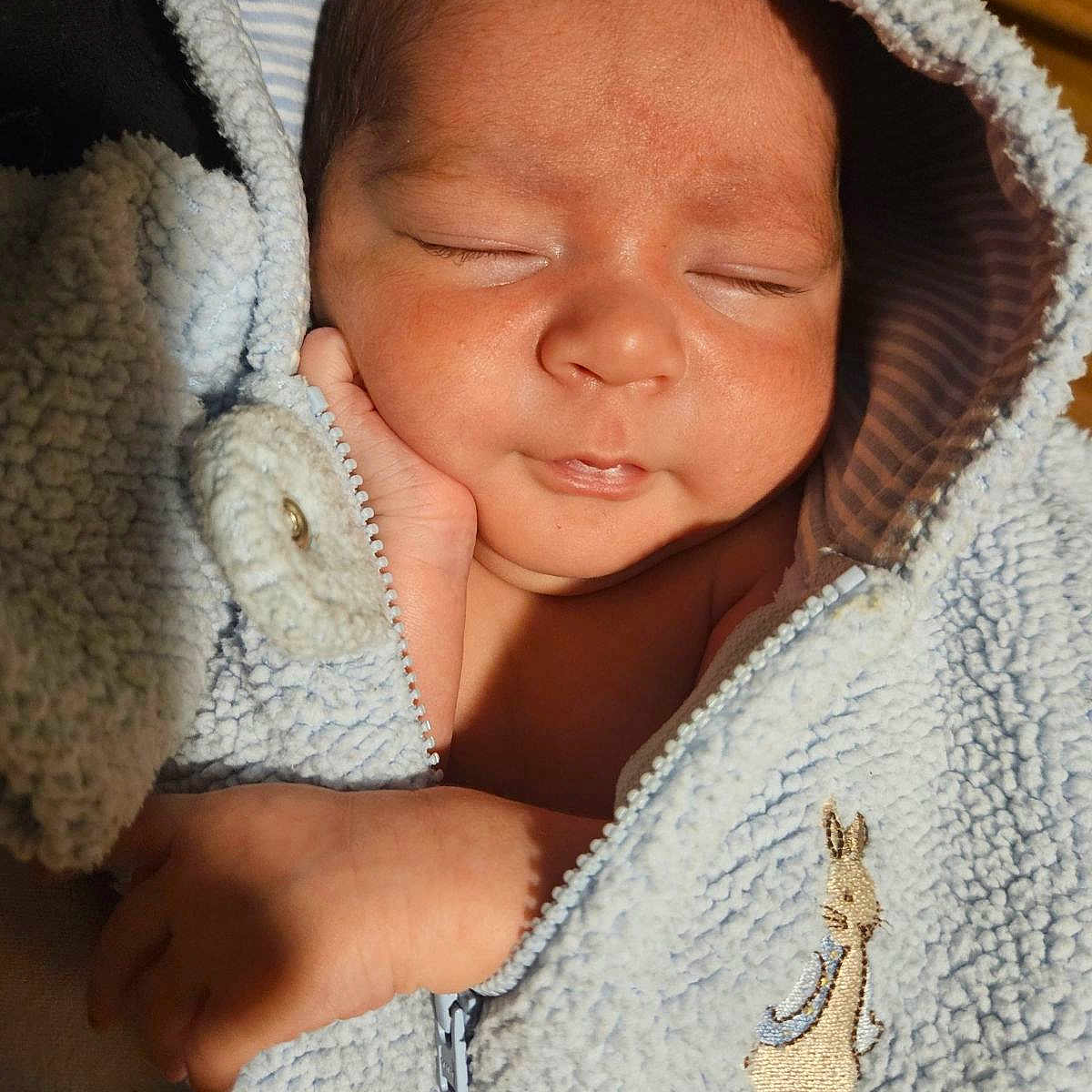 Alex joined the competition — help win amazing prizes! baby, newborn, sleeping, hoodie, blue, hand, face, closeup, cozy, soft, child, infant, apparel, cute, portrait, peaceful, indoor, person, warm, clothing
