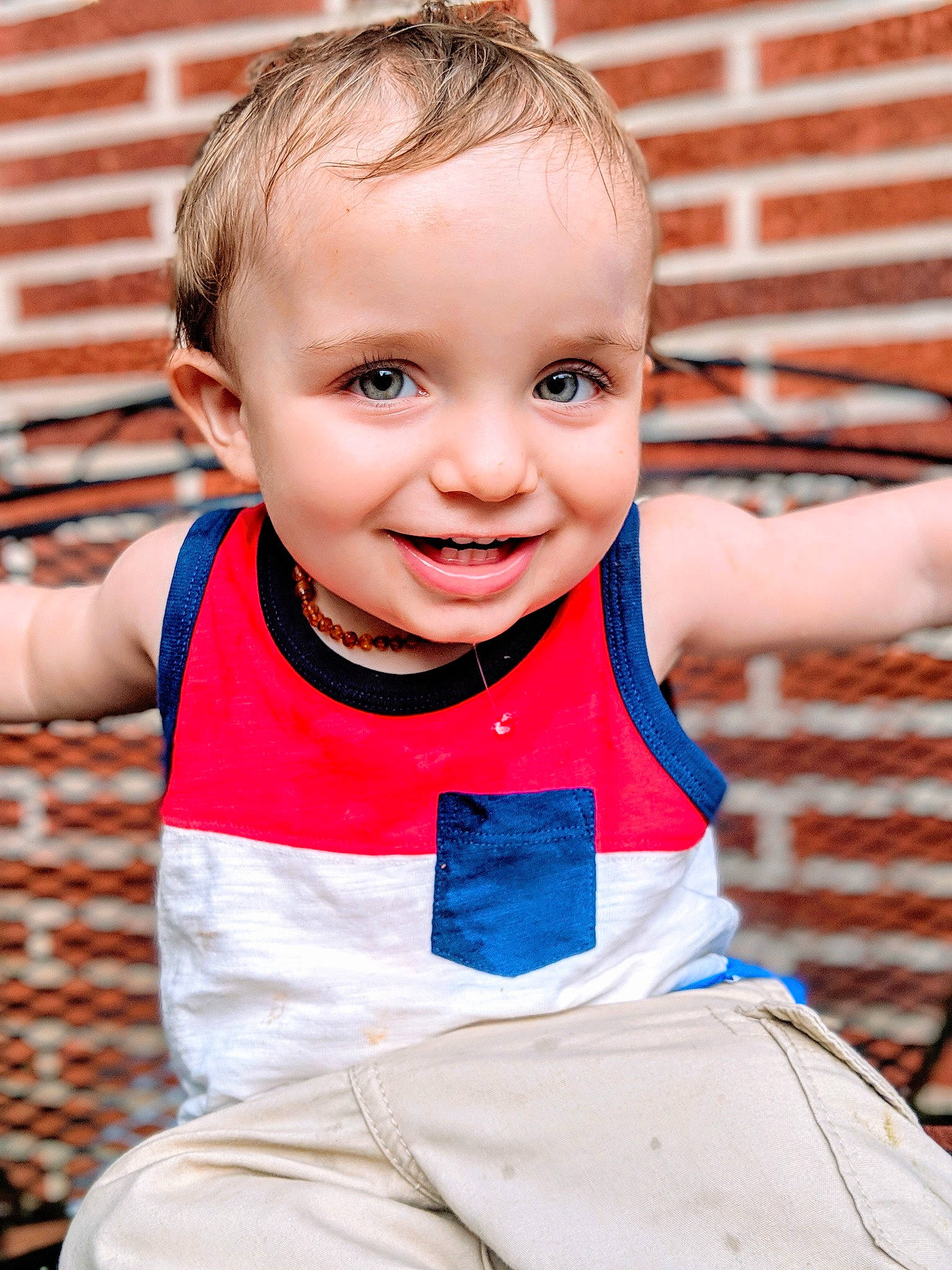 Beau is registered to the contest to win money with this photo: baby, baby_toddler_clothing, blue, cheek, child, child_model, chin, eye, face, happy, head, joy, people, person, photography, portrait_photography, skin, smile, toddler, vacation
