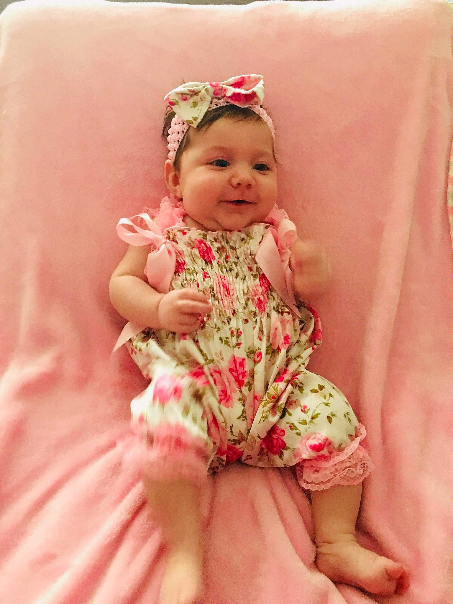 Trinity joined the competition — help win amazing prizes! baby, cheek, child, fashion_accessory, hair_accessory, headgear, headpiece, peach, person, pink, skin, smile, textile, toddler