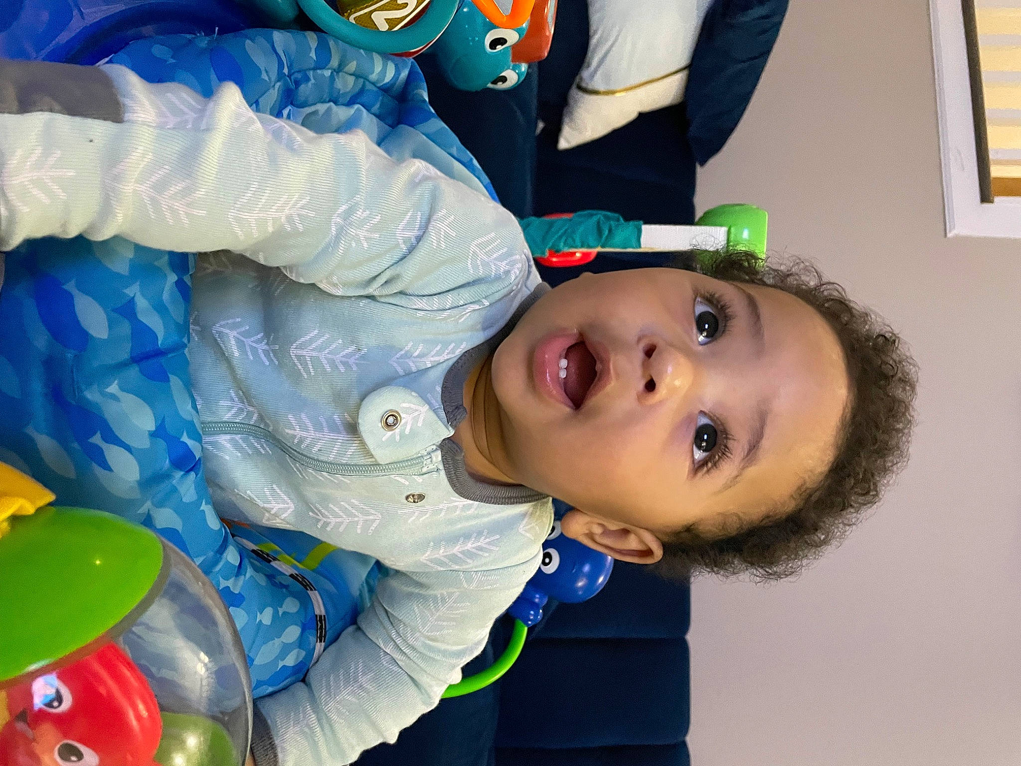 Casen joined the competition — help win amazing prizes! baby, baby_products, baby_toddler_clothing, baby_toys, balloon, blue, cheek, child, electric_blue, eyelash, fun, happy, hat, leisure, person, picture_frame, room, surprise, toddler, toy