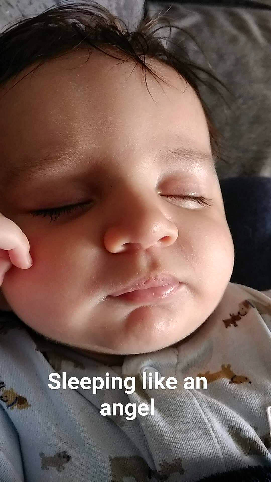 Leroy is registered to the contest to win money with this photo: cheek, child, close_up, eyebrow, face, forehead, girl, head, infant, lip, nose, person, skin, sleep, smile, toddler