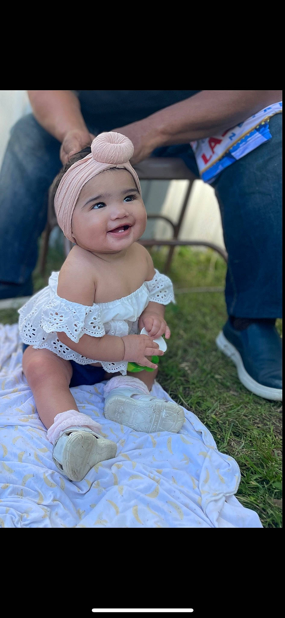 Martha joined the competition — help win amazing prizes! baby, baby_toddler_clothing, child, dress, event, fashion_accessory, fun, grass, happy, hat, headpiece, headwear, jewellery, joy, pattern, person, pink, recreation, sitting, smile