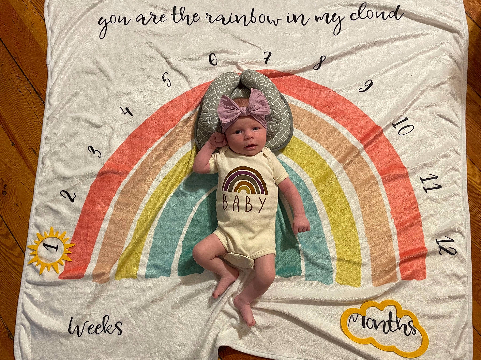 Hazel joined the competition — help win amazing prizes! art, baby_toddler_clothing, bedding, child, comfort, font, happy, headwear, illustration, linens, needlework, pattern, person, pink, rectangle, sleeve, t_shirt, textile, throw_pillow, toddler