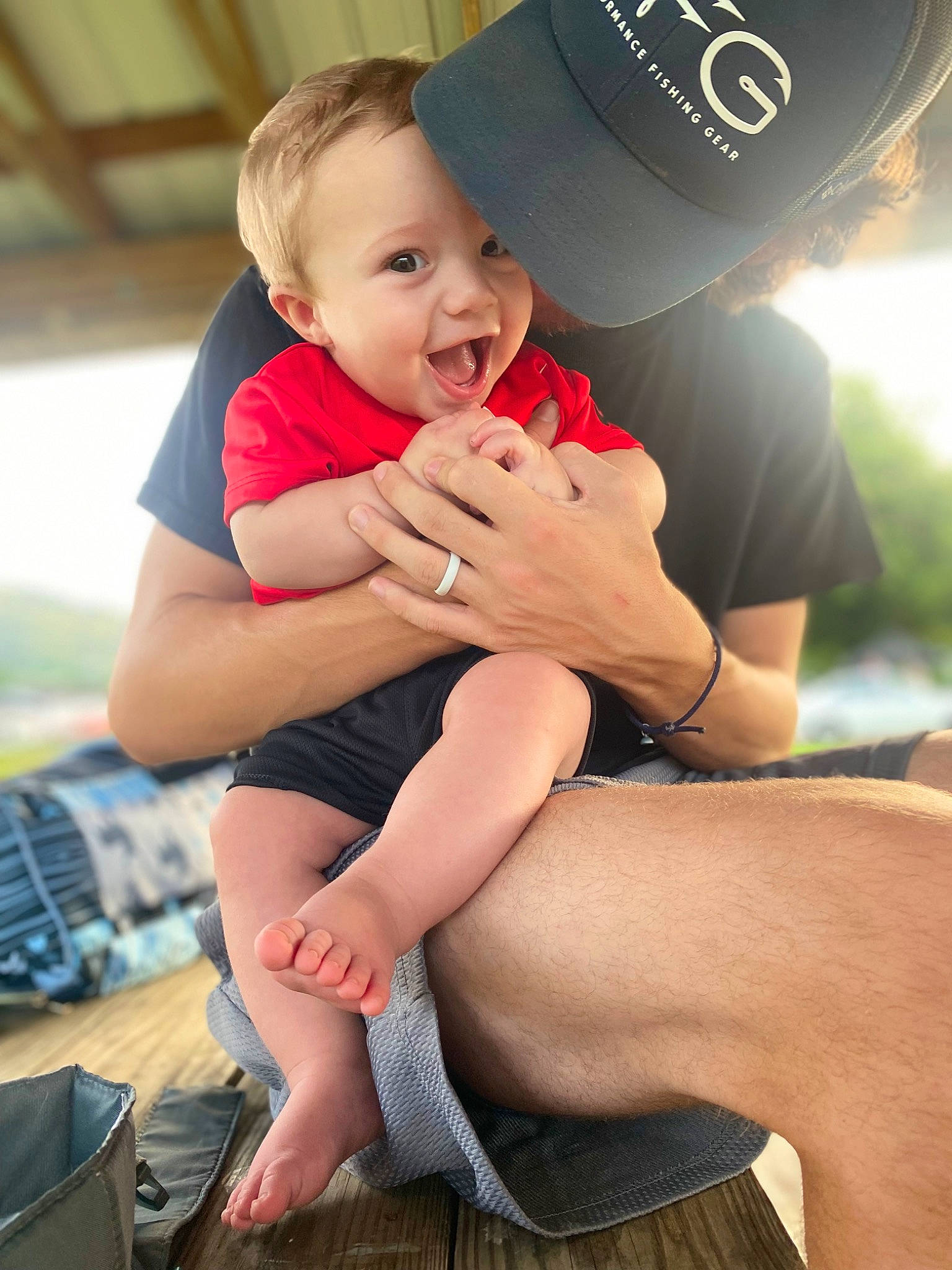 Gunnar joined the competition — help win amazing prizes! abdomen, barefoot, baseball_cap, chest, comfort, elbow, foot, gesture, happy, human_leg, joint, knee, lap, leg, leisure, muscle, person, shorts, smile, thigh