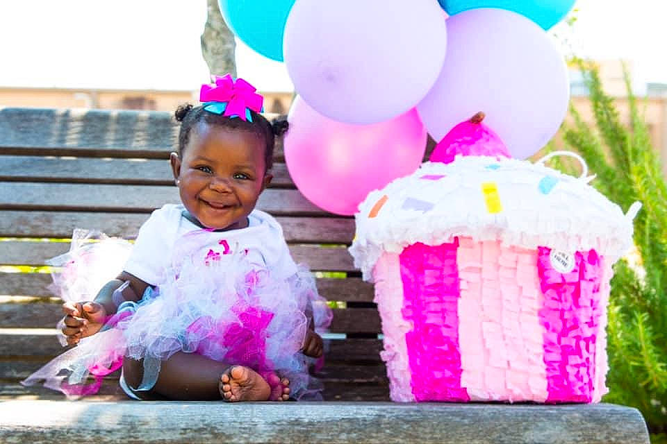 Maleah joined the competition — help win amazing prizes! baby_toddler_clothing, birthday, child, costume, hair_accessory, joy, party, party_supply, person, pink, toddler