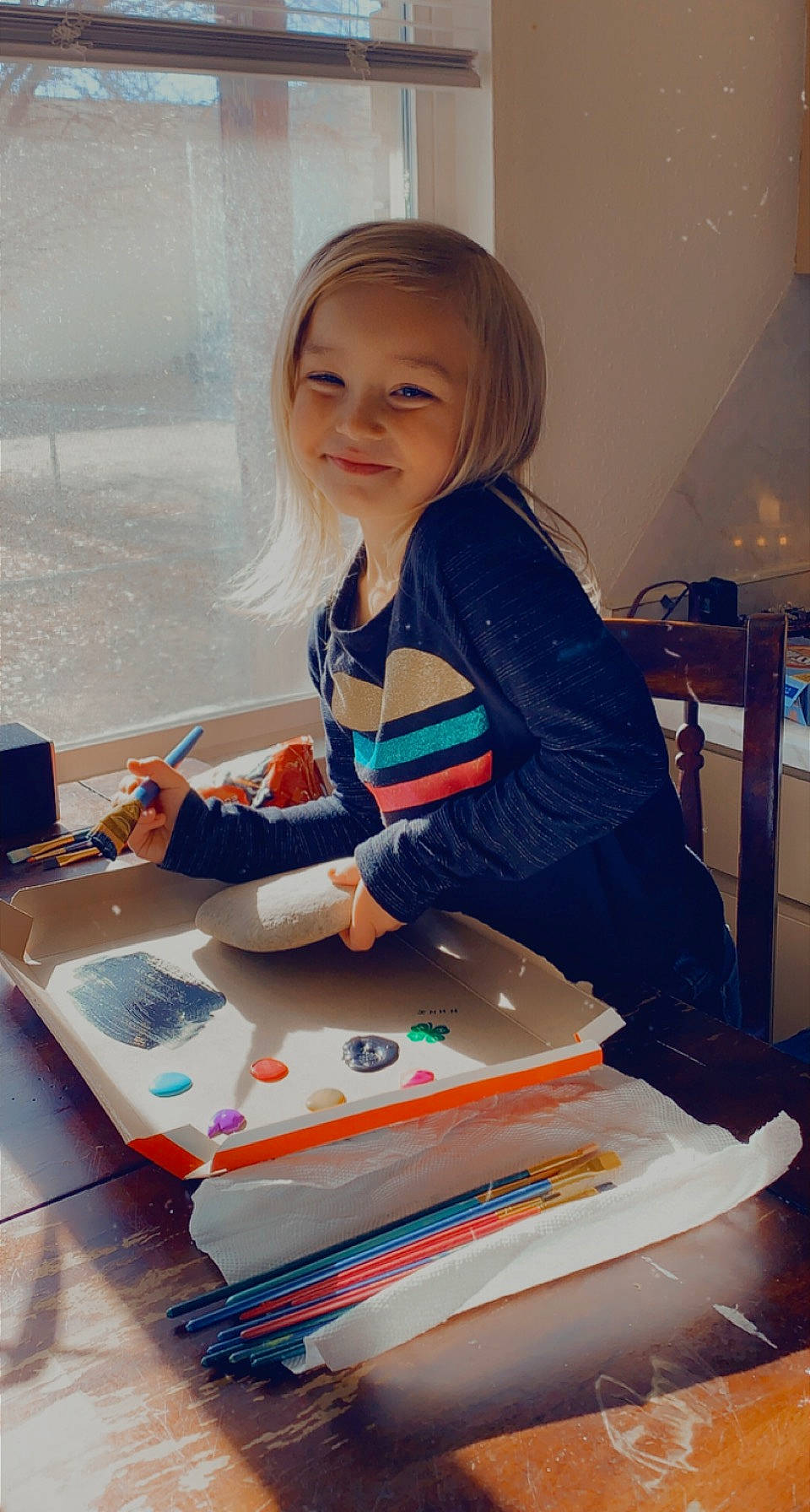 Baylee joined the competition — help win amazing prizes! baking, birthday_cake, box, cake_decorating, child, cooking, dessert, electric_blue, event, food, icing, joy, machine, office_equipment, office_supplies, person, play, sitting, sleeve, smile