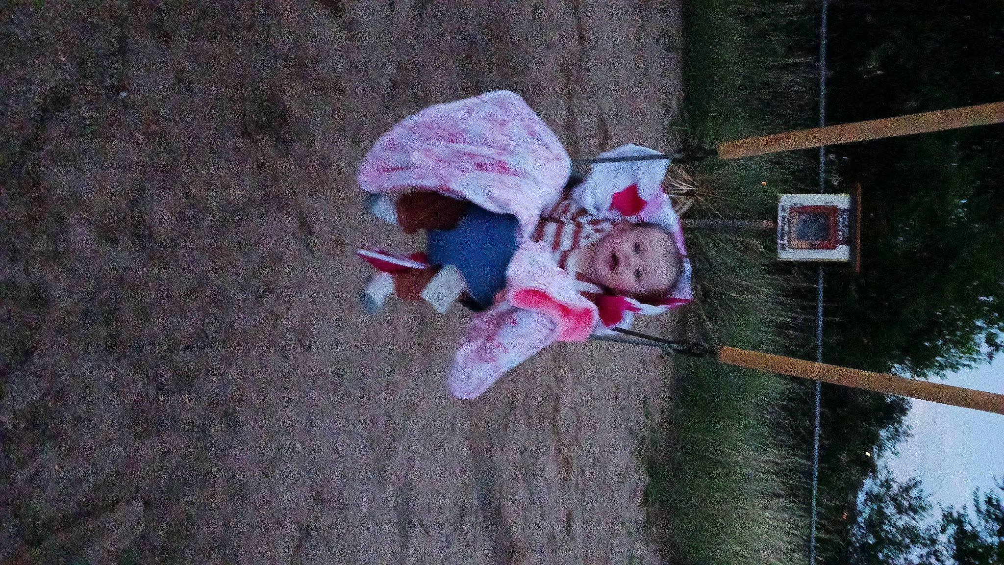 Aryanna joined the competition — help win amazing prizes! art, baby, carmine, child, fun, grass, leisure, person, recreation, soil, toddler, toy, tree, trunk, winter, wood