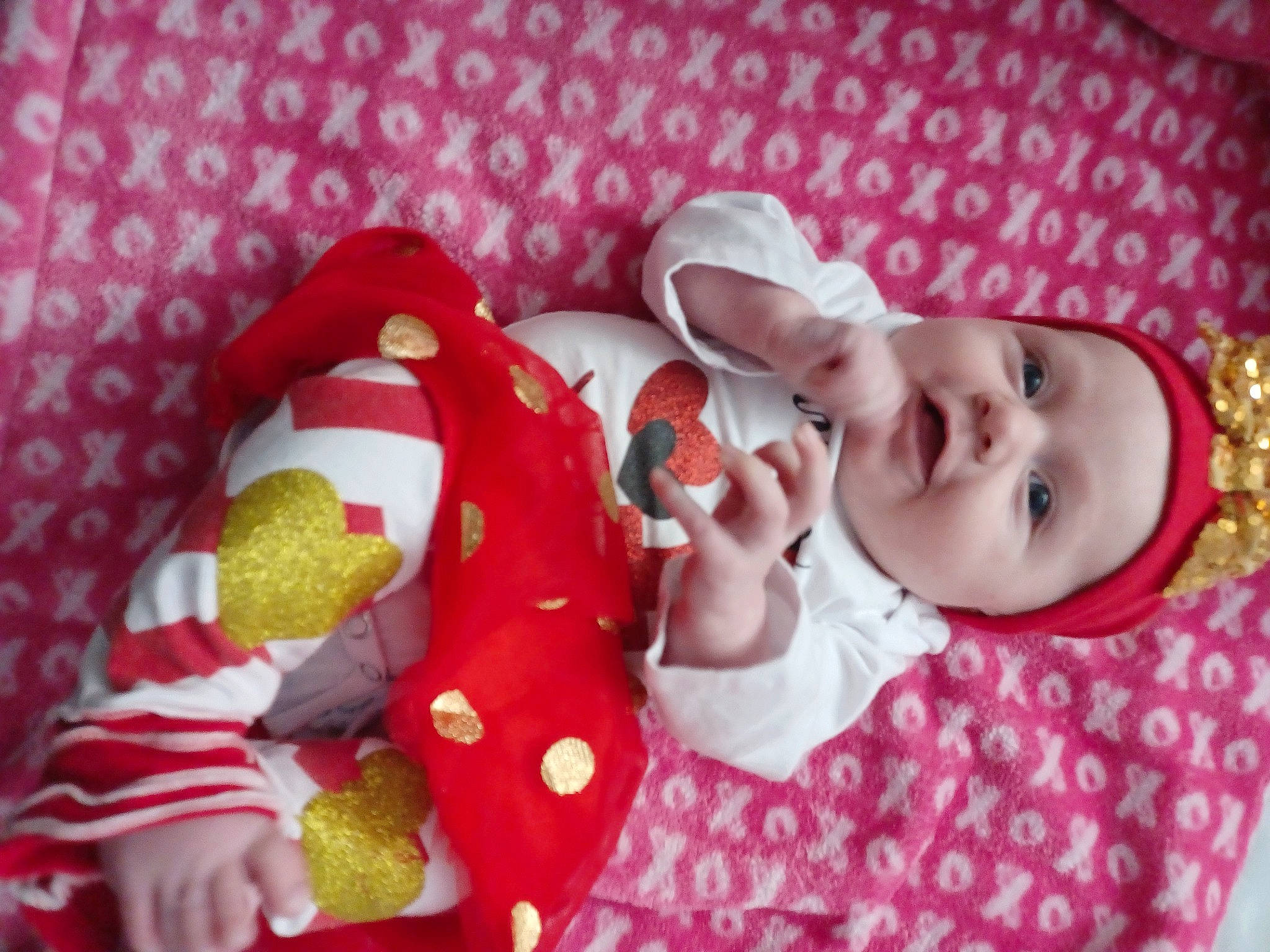 Amariah Dozier is registered to the contest to win money with this photo: baby, baby_products, baby_toddler_clothing, baby_toys, carmine, cheek, child, comfort, happy, headwear, linens, pattern, person, pink, plush, room, skin, sleeve, smile, stuffed_toy