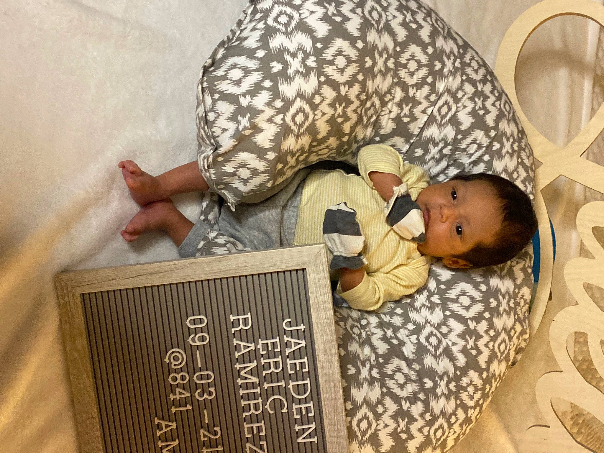 Jaeden is registered to the contest to win money with this photo: baby, baby_products, baby_safety, baby_sleeping, baby_toddler_clothing, bed, bed_sheet, bedding, bedtime, child, comfort, linens, nap, pattern, person, room, sleep, sleeve, toddler, wall