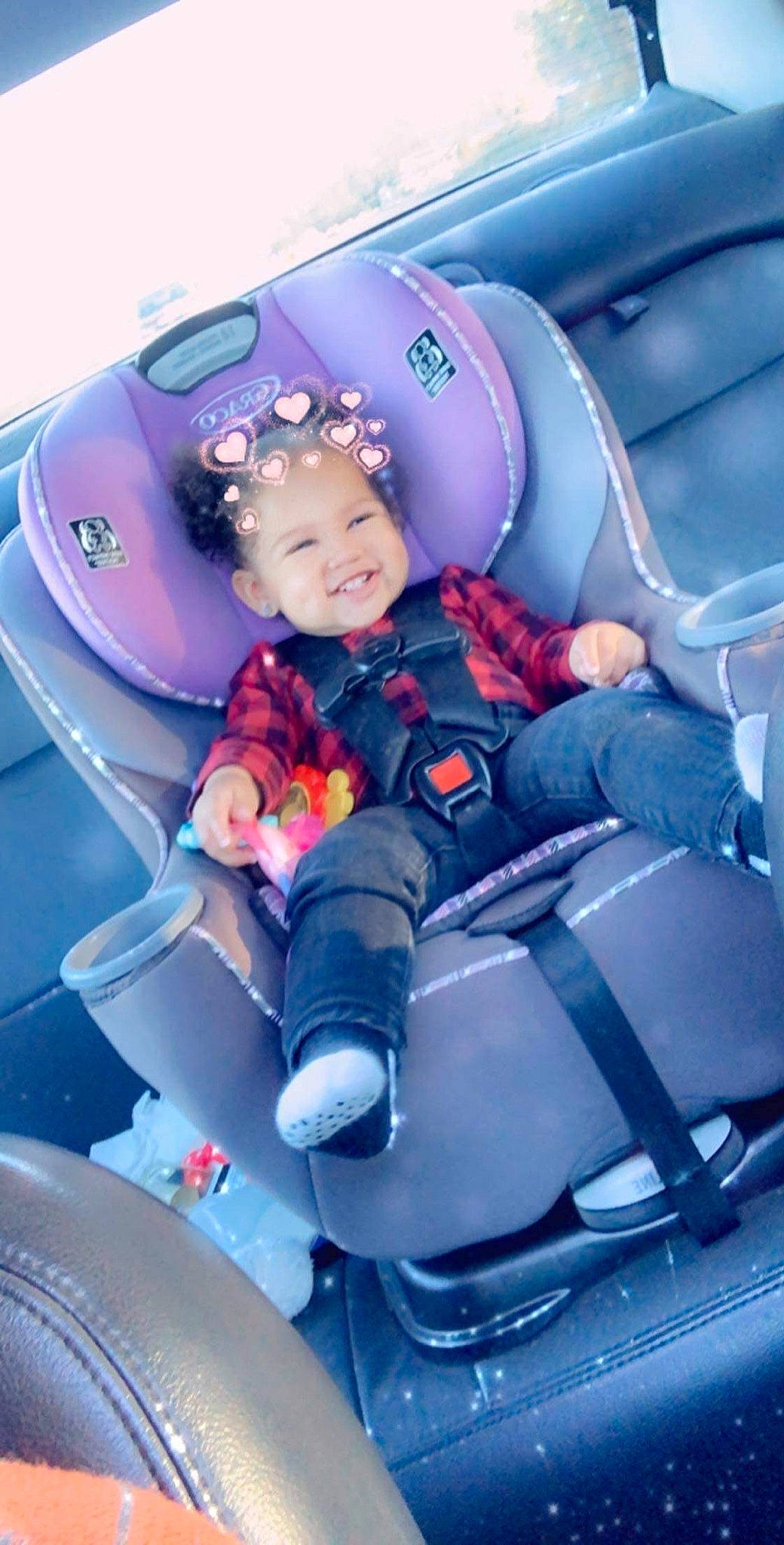 Aliah is registered to the contest to win money with this photo: baby, baby_carriage, baby_in_car_seat, baby_products, baby_safety, baby_toddler_clothing, car_seat, car_seat_cover, child, comfort, cool, head_restraint, headwear, joy, lap, person, product, purple, seat_belt, shoe