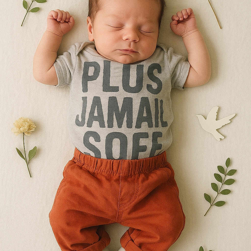 Léo a rejoint le concours — aidez-le/la à gagner de superbes lots ! baby, clothing, cute, decorative, flat_lay, flowers, hands_up, infant, leaves, natural_elements, newborn, pants, peaceful, portrait, resting, shirt, sleeping, socks, soft_texture, text_on_shirt