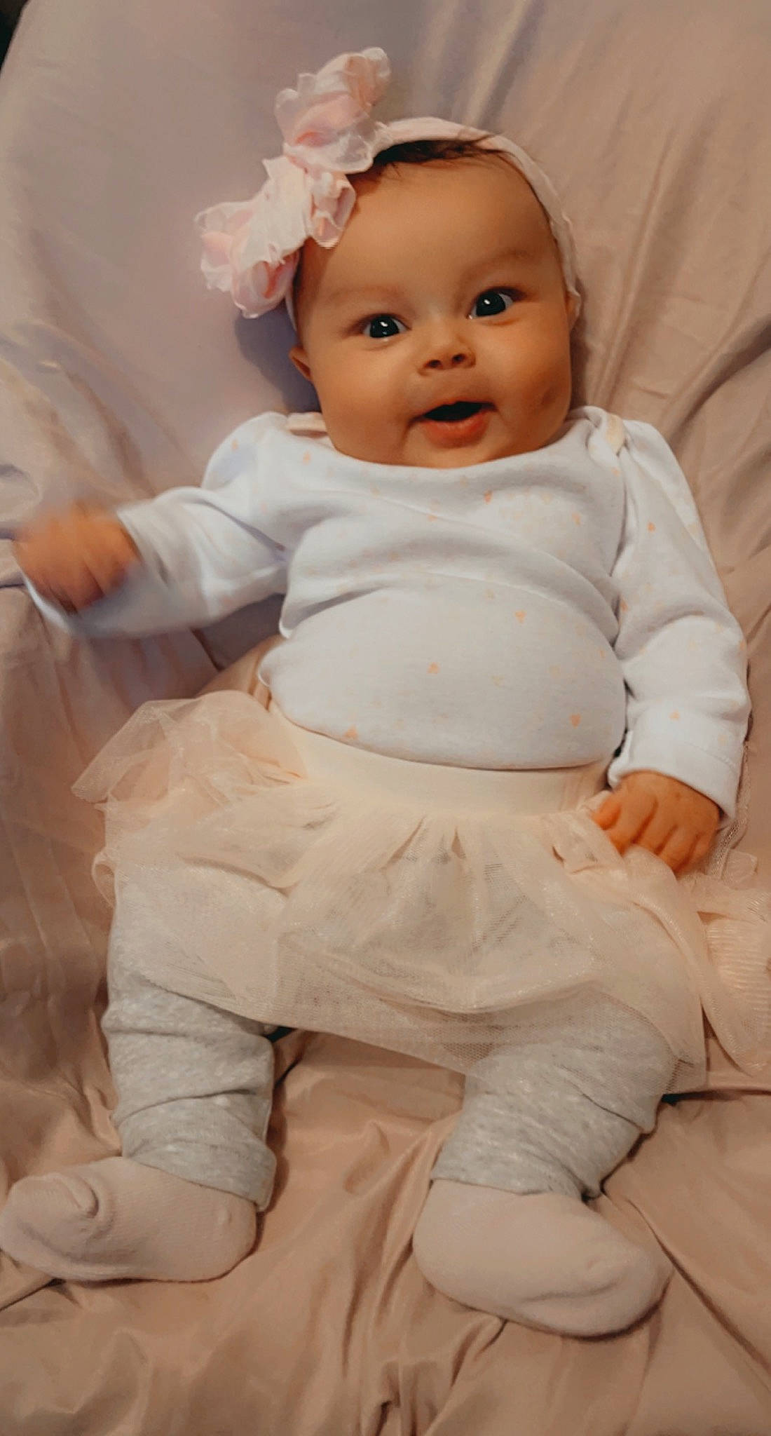 Reigna joined the competition — help win amazing prizes! baby, baby_toddler_clothing, cheek, child, comfort, eye, flash_photography, flooring, happy, head, lip, neck, nose, person, pink, sitting, skin, sleeve, smile, toddler