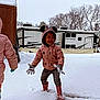 Kya is registered to the contest to win money with this photo: child, snow, winter_clothing, pink_hoodie, mickey_mouse_ears, gloves, boots, snow_play, outdoor, trees, trailer, smiling, happy, cold_weather, snowfall, person, patterned_pants, snowy_ground, jacket, daylight