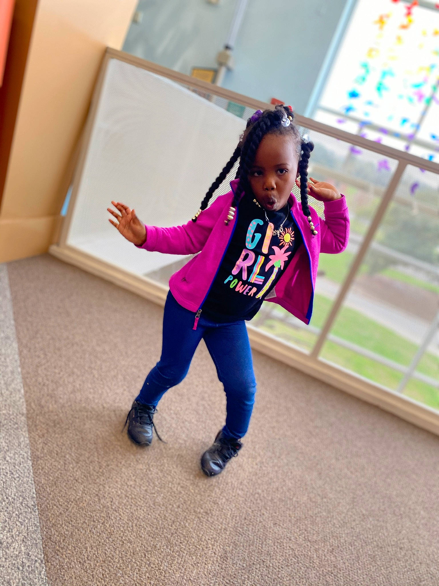 Kapri is registered to the contest to win money with this photo: child, footwear, fun, happy, leisure, person, photography, pink, play, purple, recreation, shoe, skin, sportswear, toddler, vacation