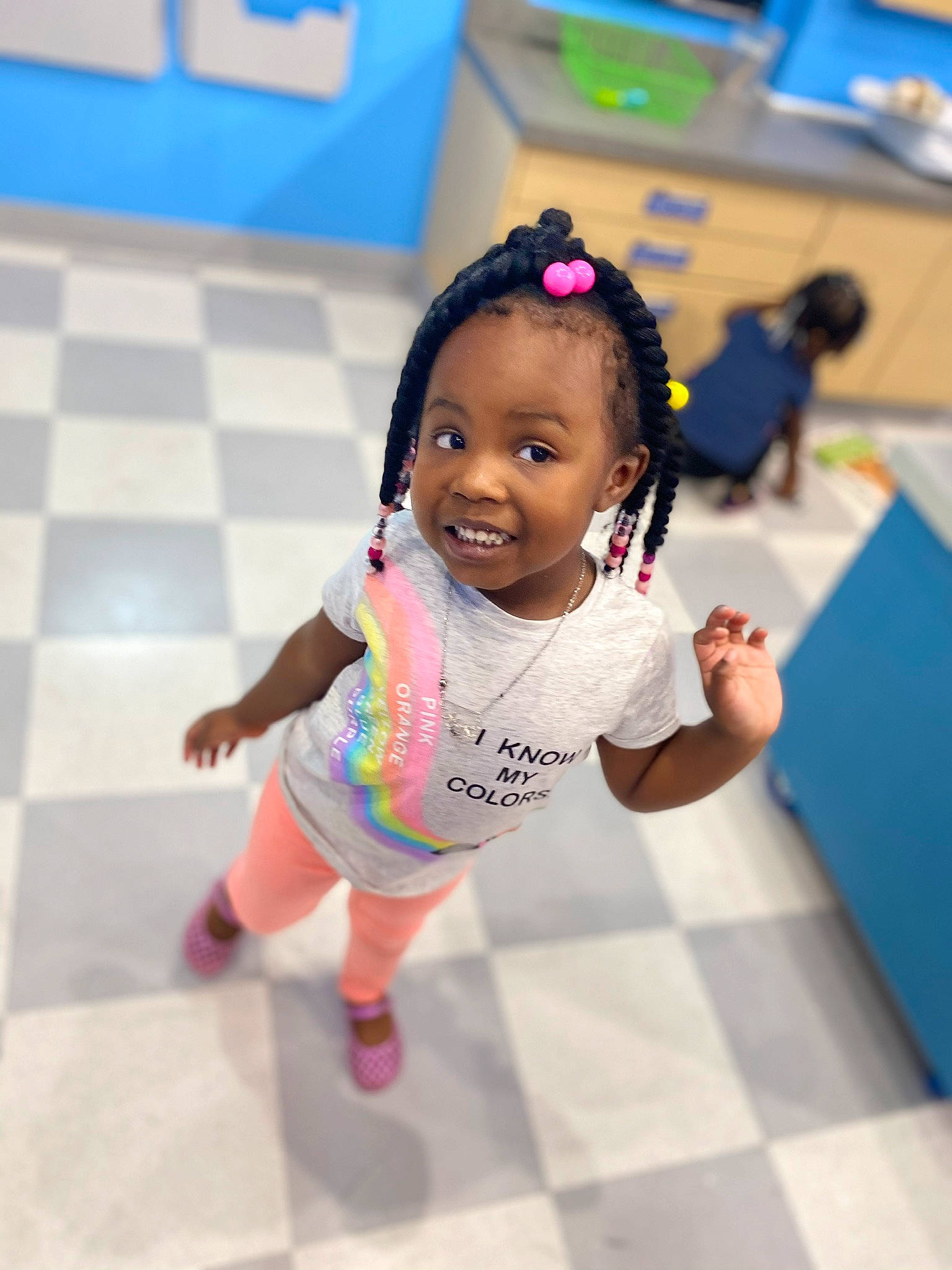 Kapri joined the competition — help win amazing prizes! baby, beauty, child, face, floor, flooring, fun, happy, head, joy, leisure, person, pink, play, recreation, skin, smile, toddler, vacation