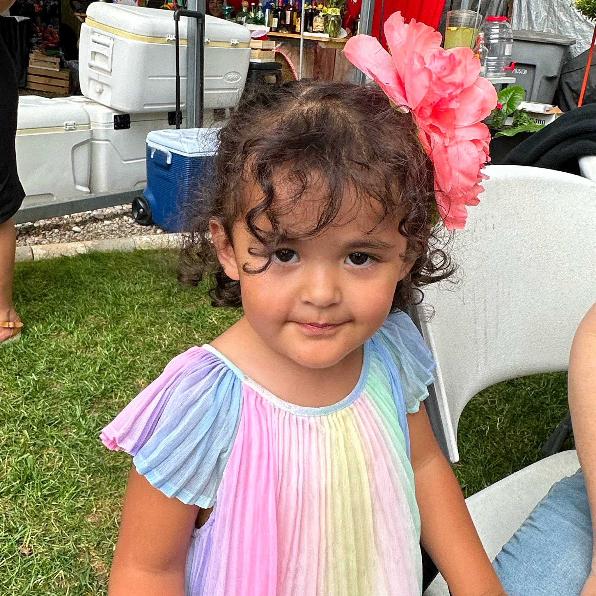 Madilyn joined the competition — help win amazing prizes! beauty, black_hair, child, cool, eye, facial_expression, fun, grass, happy, iris, leisure, magenta, morning, person, petal, pink, plant, skin, smile, summer