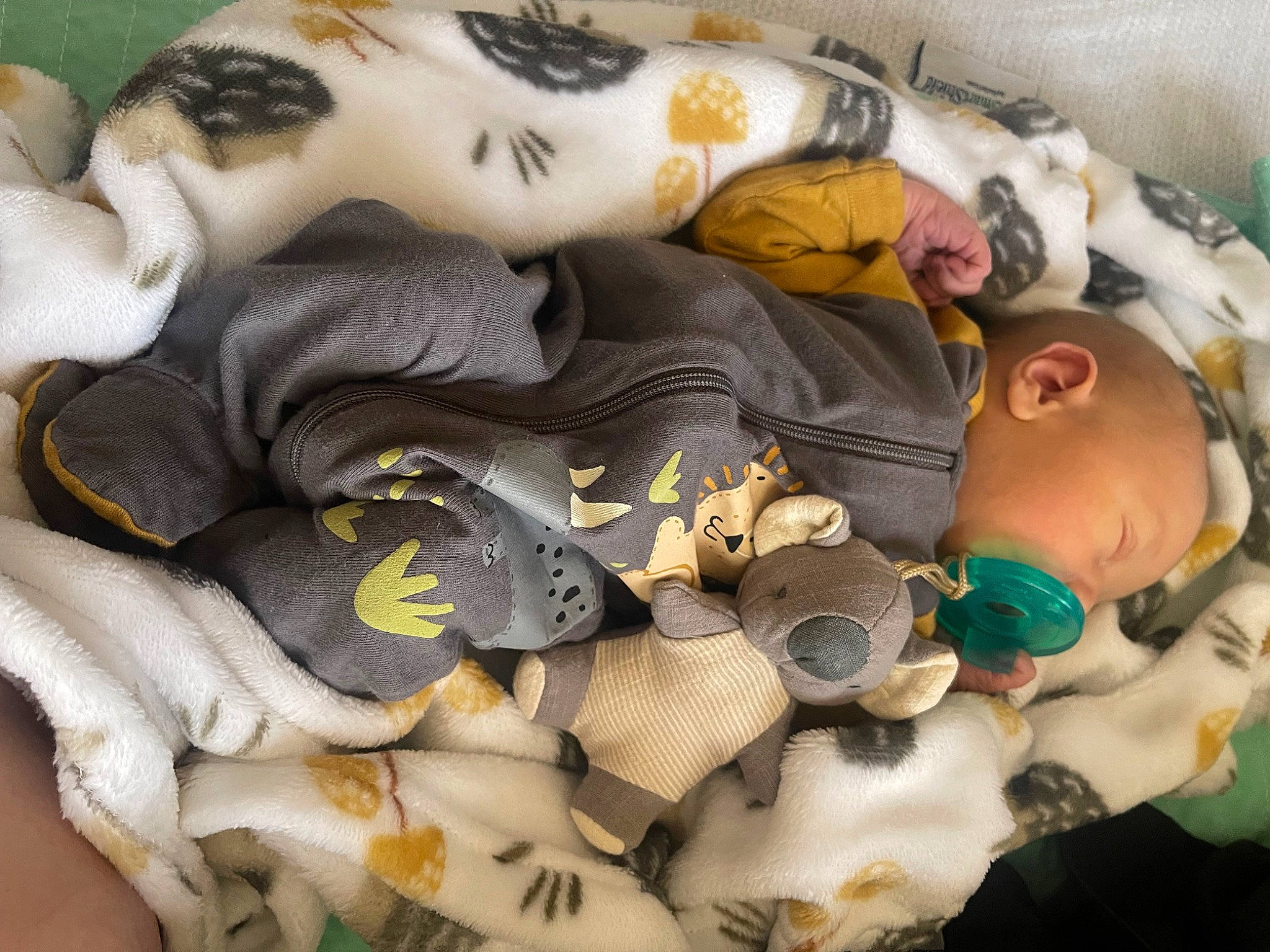 Kian is registered to the contest to win money with this photo: baby_products, bed, bedding, carmine, child, comfort, fictional_character, linens, nap, pattern, person, personal_protective_equipment, plastic, plush, room, stuffed_toy, toy, white