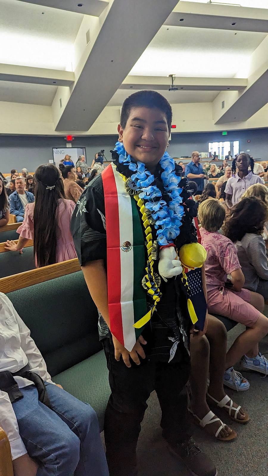 Carlos joined the competition — help win amazing prizes! backpack, bag, chair, cosplay, costume, crowd, event, fashion, fashion_design, fictional_character, fun, hat, jeans, joy, luggage_and_bags, person, room, shoe, shorts, smile