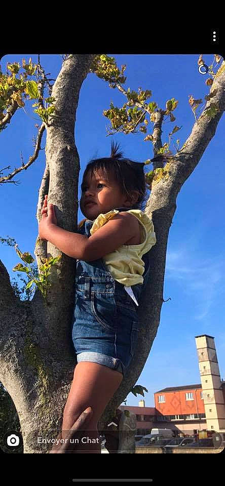 Ambre participe au concours pour gagner de l'argent avec cette photo : arm, branch, child, fun, happy, human_body, leg, person, plant, play, sky, smile, toddler, tree, vacation, woody_plant