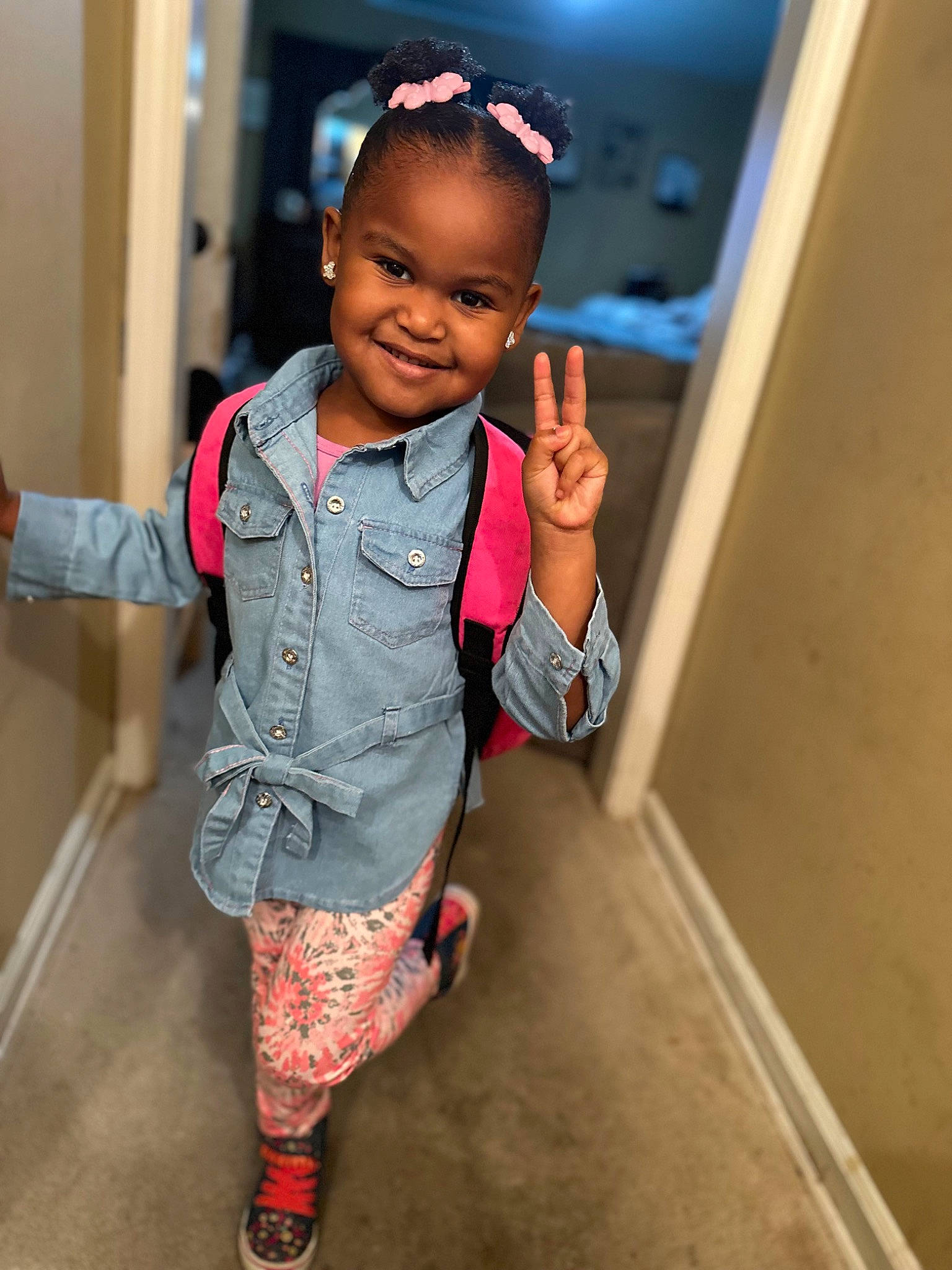 Keishunna joined the competition — help win amazing prizes! baby_toddler_clothing, black_hair, child, collar, cool, denim, door, dress_shirt, fashion_accessory, fashion_design, fun, happy, jewellery, joy, magenta, pattern, person, sleeve, smile, t_shirt