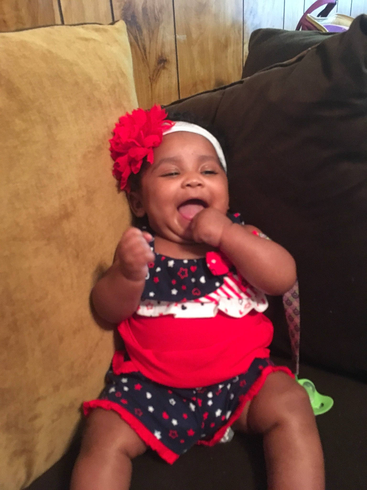 Island joined the competition — help win amazing prizes! baby, baby_toddler_clothing, child, costume, design, dress, fun, headgear, leg, neck, pattern, person, pink, polka_dot, red, sitting, skin, smile, toddler