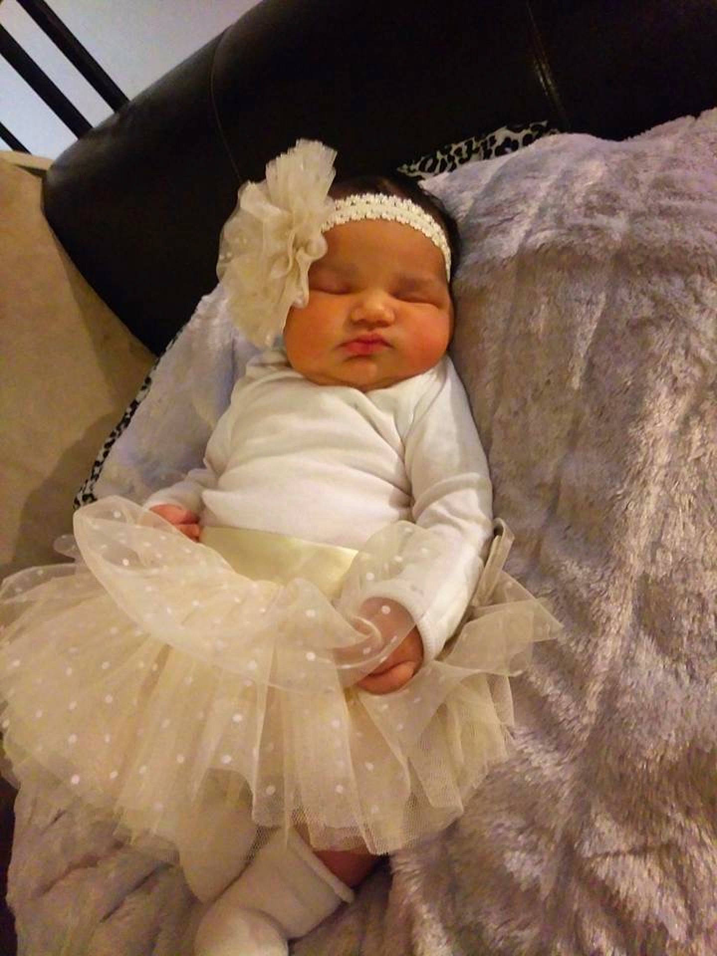 Kaydence joined the competition — help win amazing prizes! bridal_clothing, bride, child, costume, dress, flower_girl, girl, gown, hair_accessory, headgear, headpiece, infant, material, person, product, textile, toddler, wedding_dress