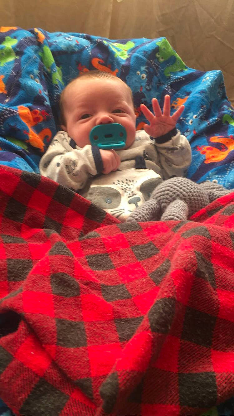 Deacon joined the competition — help win amazing prizes! baby, baby_toddler_clothing, beauty, cheek, comfort, face, fun, happy, leaf, linens, orange, pattern, person, photograph, plaid, product, red, smile, tartan, textile