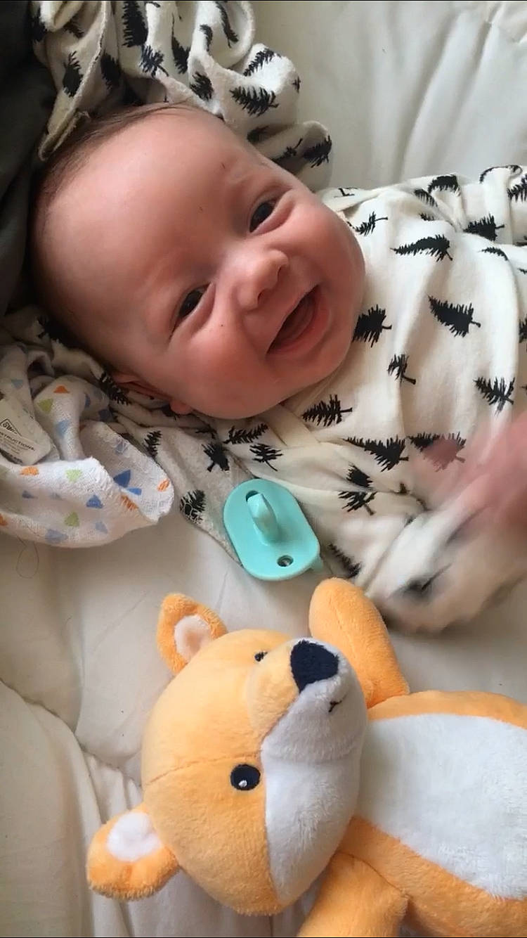 Deacon joined the competition — help win amazing prizes! baby, baby_toddler_clothing, cheek, chin, comfort, eye, face, facial_expression, happy, head, iris, mammal, mouth, person, photograph, product, skin, smile, textile, vertebrate