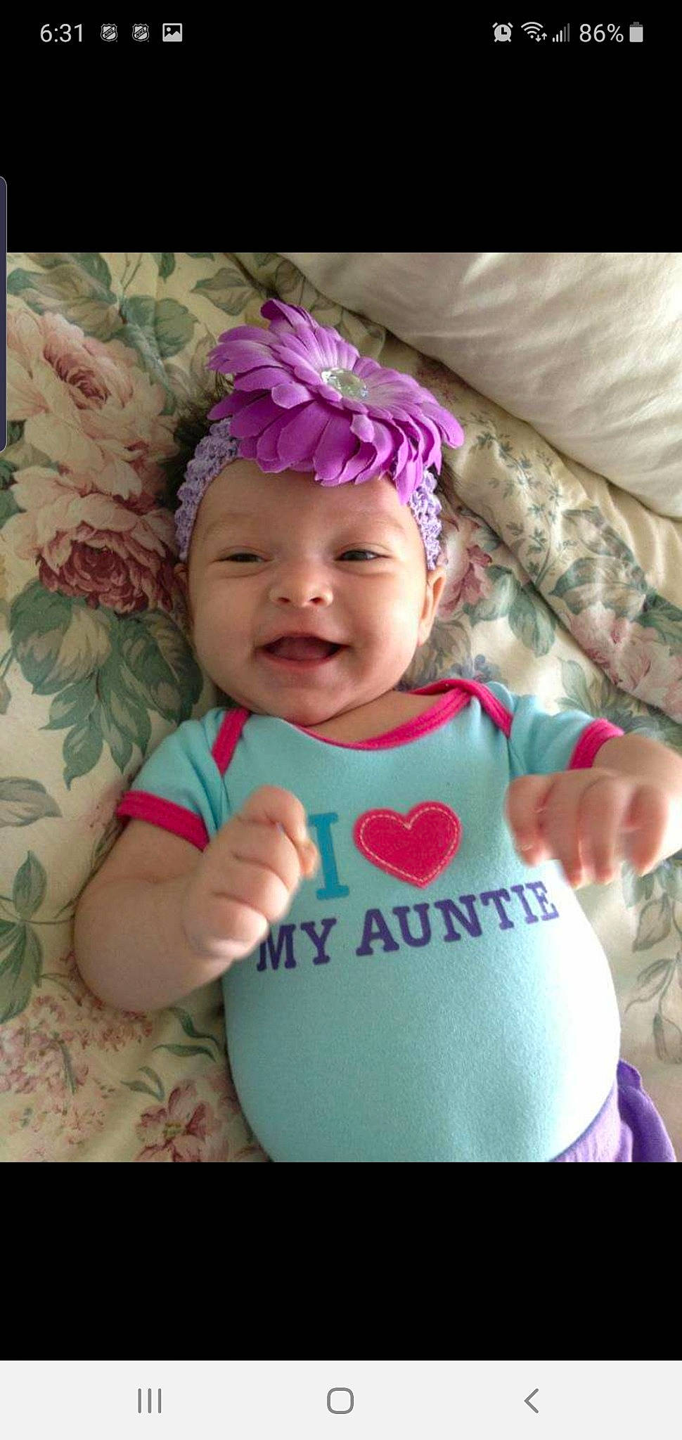 Leah is registered to the contest to win money with this photo: baby, baby_laughing, baby_products, baby_toddler_clothing, cheek, child, cool, fashion_accessory, hair_accessory, happy, head, headband, headgear, person, pink, smile, toddler