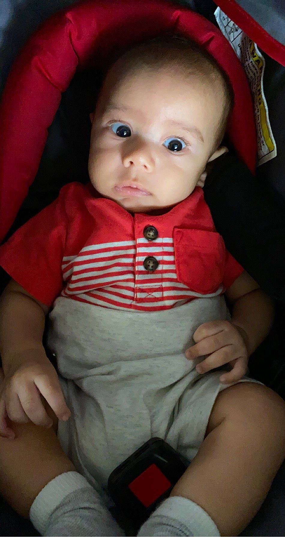 Luka joined the competition — help win amazing prizes! baby, baby_toddler_clothing, cheek, chin, comfort, dress, eye, finger, hand, iris, lap, lip, mouth, nose, person, pink, red, skin, sleeve, toddler