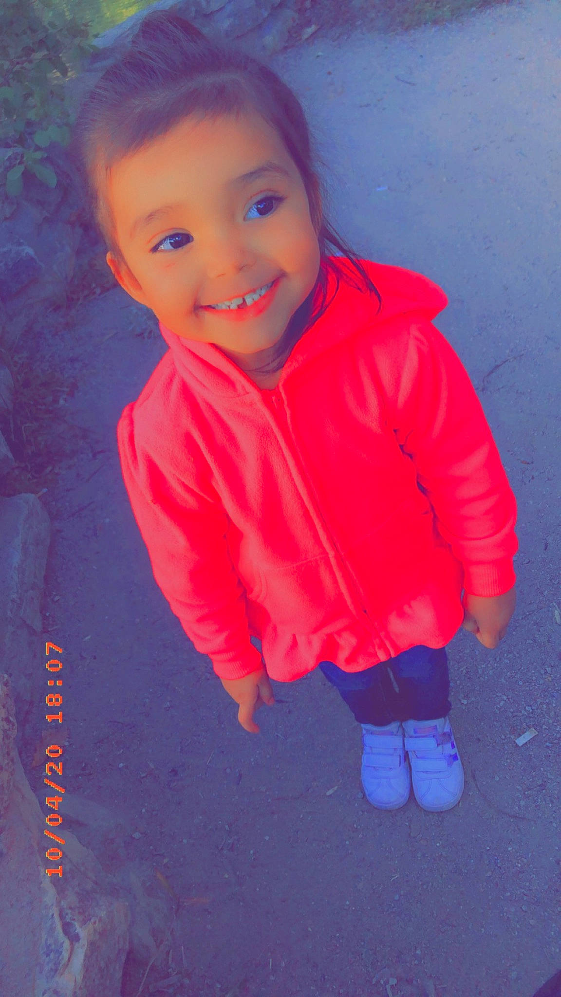 Lilly joined the competition — help win amazing prizes! blue, cheek, child, joy, lip, orange, outerwear, person, pink, red, smile, standing, toddler