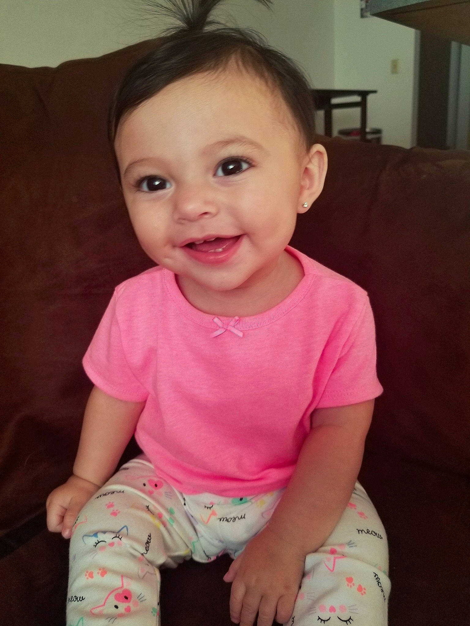 Valencia joined the competition — help win amazing prizes! baby, beauty, cheek, child, chin, eye, face, facial_expression, forehead, head, lip, nose, organ, people, person, pink, sitting, skin, smile, standing