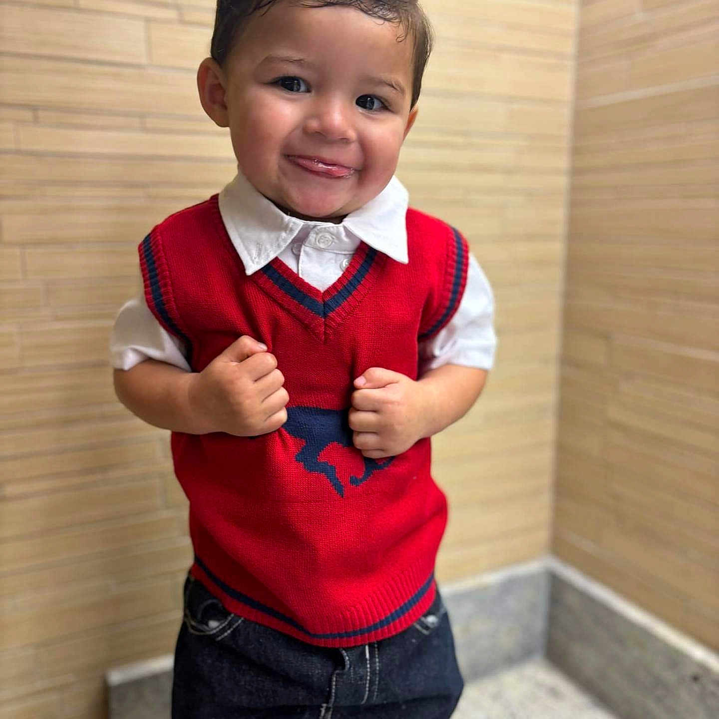 Prince joined the competition — help win amazing prizes! accessories, bodypart, boy, child, clothing, coat, face, finger, formalwear, head, jacket, jeans, male, pants, person, photography, portrait, shirt, tie, vest