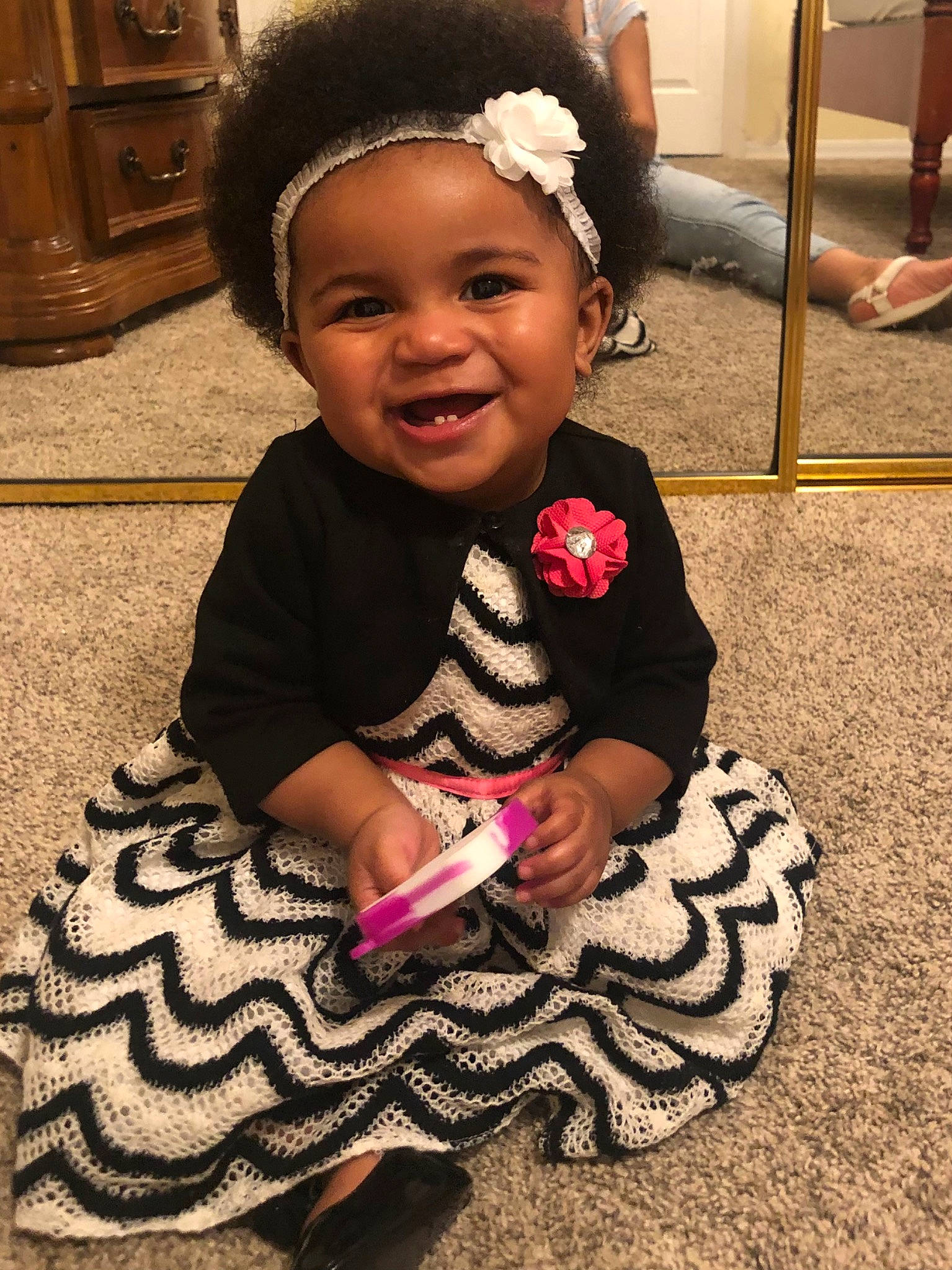 Sincere joined the competition — help win amazing prizes! baby, baby_toddler_clothing, cabinetry, child, cool, face, flooring, happy, hat, headband, headgear, headpiece, headwear, iris, joy, person, photograph, sitting, skin, sleeve