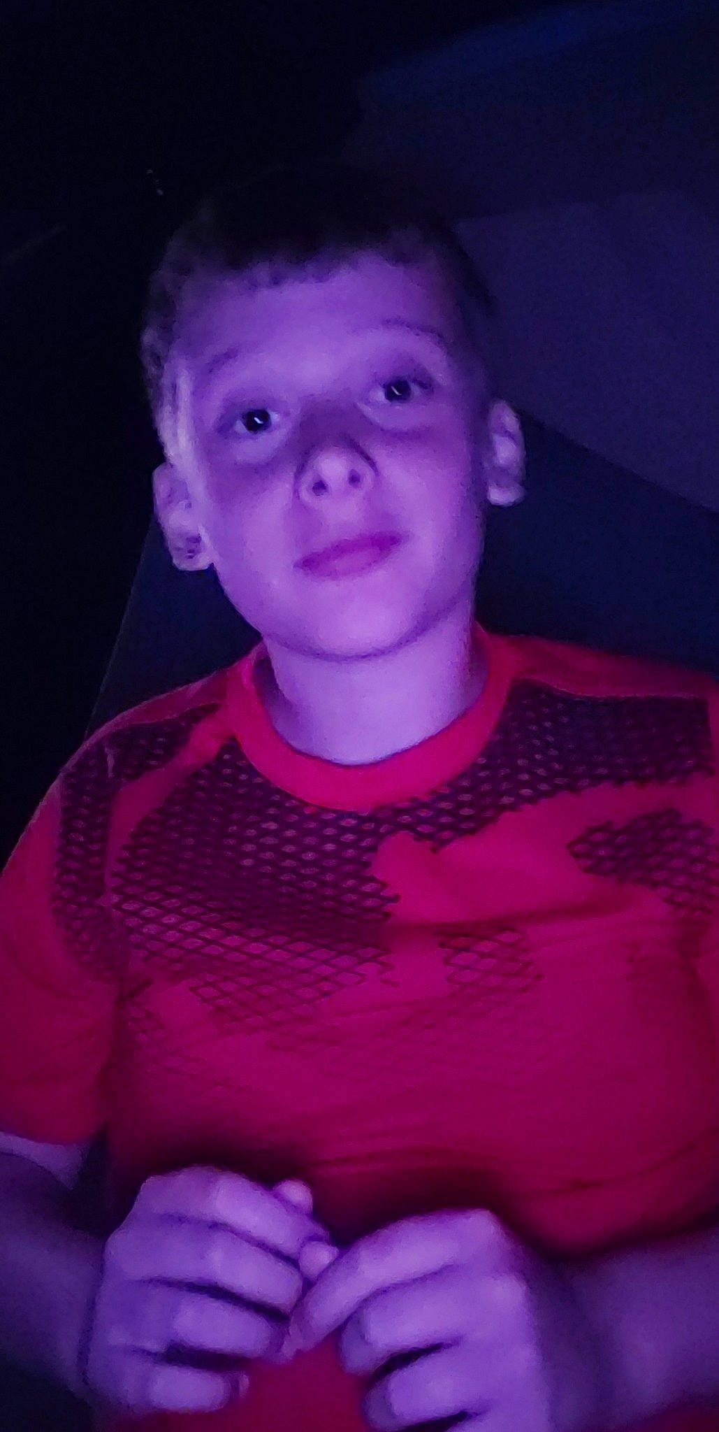 Gavin is registered to the contest to win money with this photo: baby_toddler_clothing, cheek, cool, flash_photography, happy, human_body, jaw, lip, magenta, mouth, neck, nose, organ, person, pink, purple, skin, sleeve, t_shirt, toddler