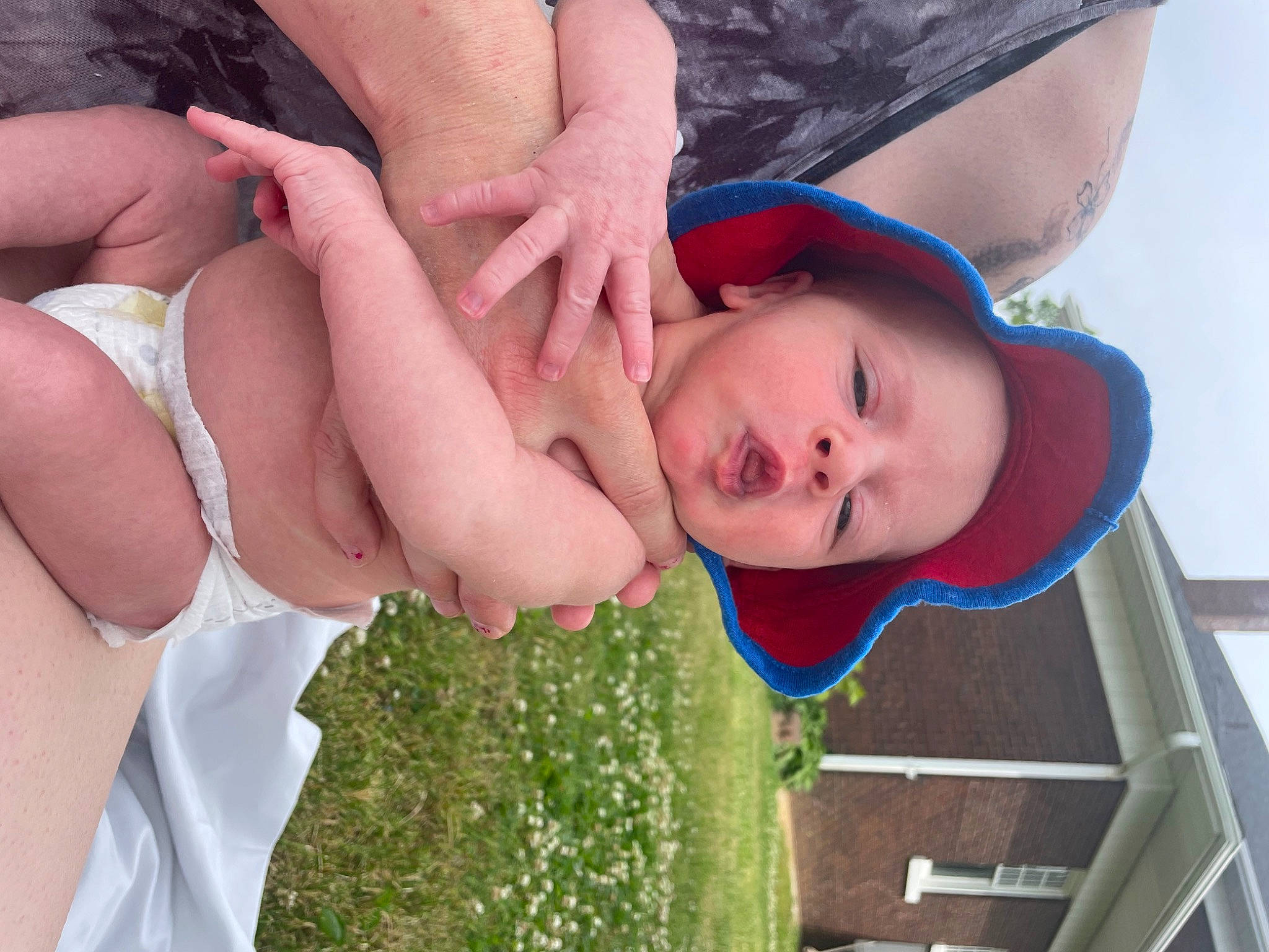 Jason joined the competition — help win amazing prizes! baby, chest, child, elbow, fun, gesture, grass, happy, hat, human_leg, leisure, people_in_nature, person, plant, summer, sun_hat, thigh, toddler, tree, trunk