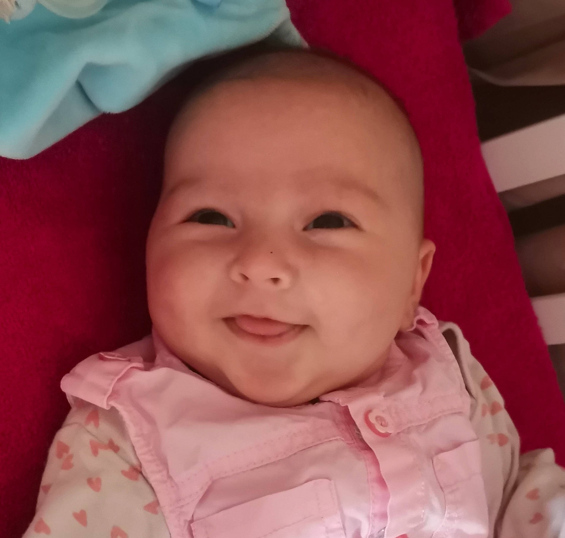 Shannon participe au concours pour gagner de l'argent avec cette photo : cheek, chin, eye, eyebrow, facial_expression, forehead, happy, head, iris, lip, mammal, mouth, nose, organ, outerwear, person, pink, skin, sleeve, smile