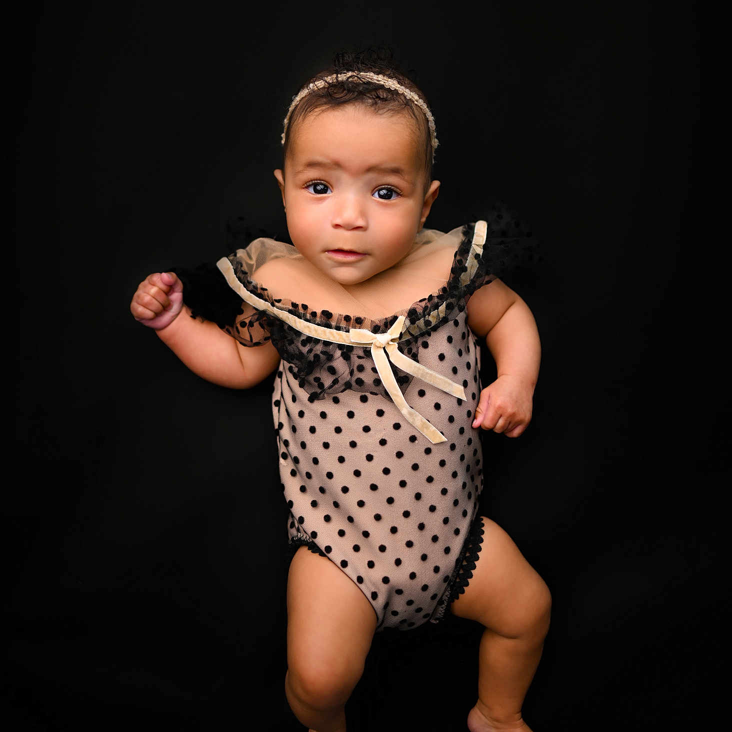 Kora is registered to the contest to win money with this photo: baby, bodypart, clothing, dress, eveningdress, face, fashion, finger, formalwear, hand, happy, head, newborn, pattern, person, photography, polkadot, portrait, sitting, smile