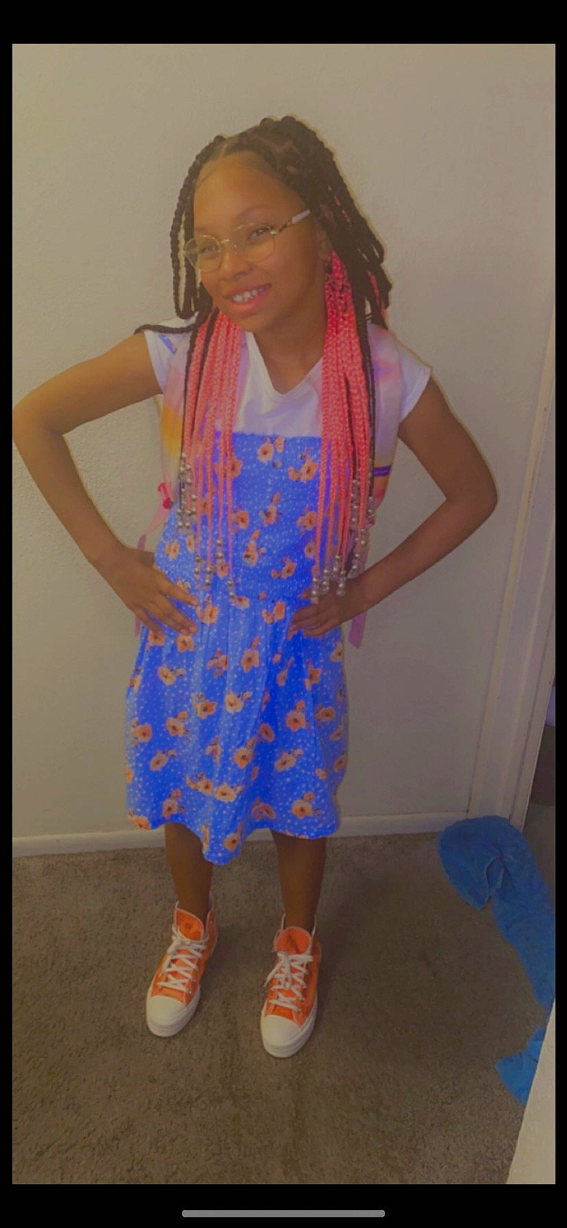 Iyanna joined the competition — help win amazing prizes! child, day_dress, dress, electric_blue, event, fashion_design, hair, happy, human_leg, joy, magenta, neck, one_piece_garment, pattern, person, pink, purple, sandal, shoe, sleeve